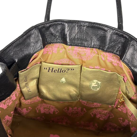 EXTREMELY RARE Juicy Couture Black Leather XL Birkin Top Handle Harness Handbag - Picture 12 of 12